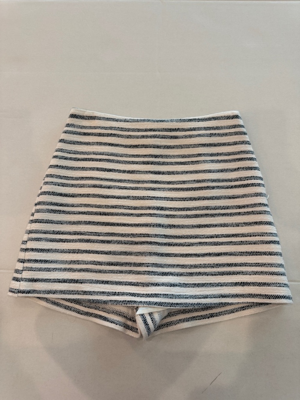 Zara High Waist Striped Women Shorts - White and Black